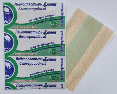  Лейкопластырь С-Пласт бактер. неткан. осн. телесный 6*10 см с раст. брилл. зел. № 1| Сарепта  фото