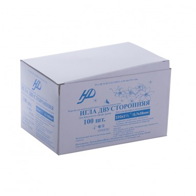  Игла двусторонняя д/взятия проб крови 22G*1 1/2 (0,7х38мм) к вак. пробиркам (черная) №100  фото