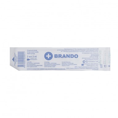  Шприц однор. 2мл 3-х комп.с иглой 23G х 1 1/4' (0,6х30 мм)  BRANDO  фото