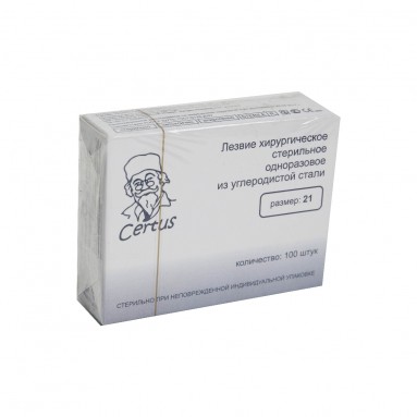 Лезвие хирург. стер. р-р21 CERTUS углеродистая  сталь №100  фото