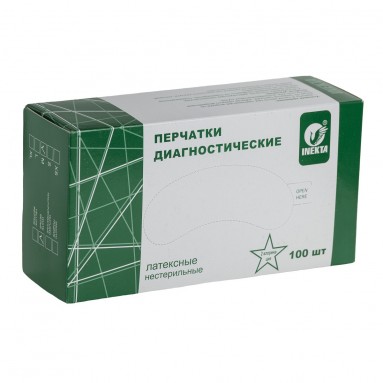  Перчатки INEKTA диагностические нестерильные латексные неопудренные, двойной хлоринации, размер M, цвет желтый.  фото