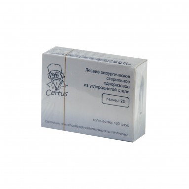  Лезвие хирург. стер. р-р23 CERTUS углеродистая  сталь №100  фото