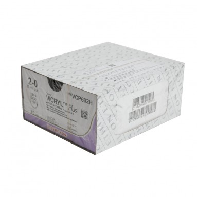  VCP602H Викрил Плюс фиолетовый М3 (2/0) 70см игла колющая 5/8 UR-06  фото