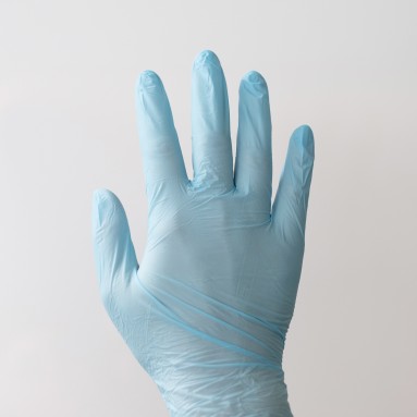 Перчатки INEKTA диагностические (смотровые) нестерильные нитриловые неопудренные текстурированные. Размер M. Голубого цвета.  фото