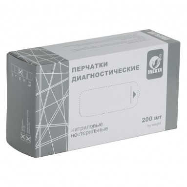  Перчатки INEKTA диагностические (смотровые) нестерильные нитриловые неопудренные текстурированные. Размер M. Голубого цвета.  фото
