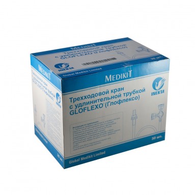  Кран 3-х ходовой с удлинительной трубкой INEKTA Gloflexo синий, 100см, пр-ва Global Medikit, Индия  фото