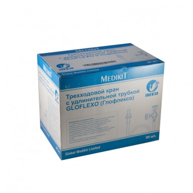  Кран 3-х ходовой с удлинительной трубкой INEKTA Gloflexo синий, 150см, пр-ва Global Medikit, Индия  фото