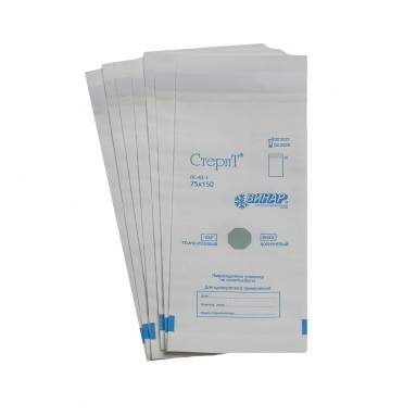  Пакет бум. белый влагопрочный самозакл.'СтериТ' 75*150мм универсальный индикатор №100  фото