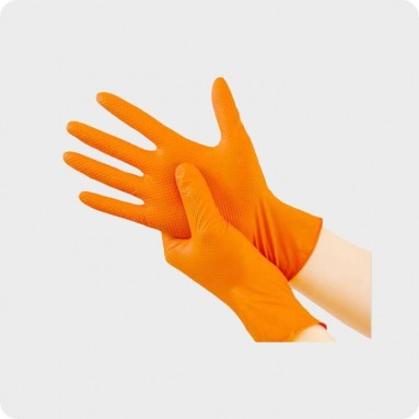  Перчатки  INEKTA PRO сверхпрочные нитр. н/о ромб/текст. н/ст. ОРАНЖЕВЫЕ, L 5пар пр-ва Жонхон Пулин Медикал Продактс Ко., Лтд.  фото