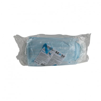  Маска 3-х слойная на резинках гол, п/э Sense с МБ №50  фото