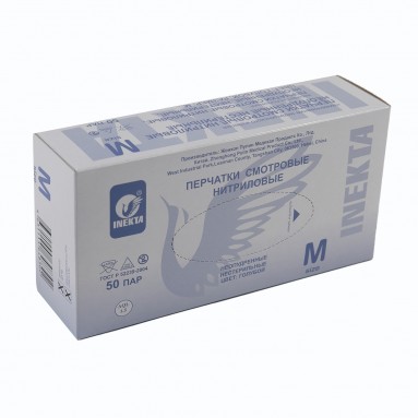  Перчатки INEKTA нитрил. смотр. неопудр. текст. н/ст. ГОЛУБЫЕ, M  фото