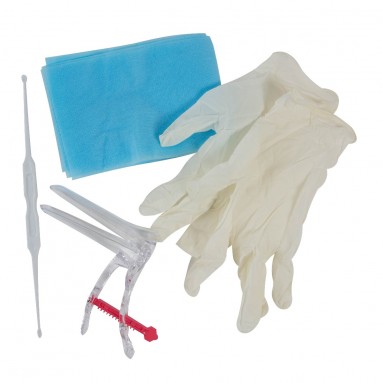  Набор гинекологический Ева с ложкой Фолькмана зерк.№1 (прозр. S, перчатки неопудренные) INEKTA  фото