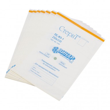  Пакет бум. белый влагопрочный самозакл.'СтериТ' 250*320мм универсальный индикатор №100  фото