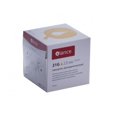  Ланцет 2,0мм (0,8мм лезвие) 21G №100 Qlance Special стер. автомат. желтый  фото