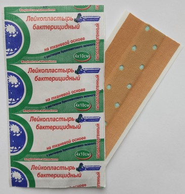  Лейкопластырь С-Пласт бактер. ткан. осн. телесный 4*10 см с раст. брил. зел. № 1  фото