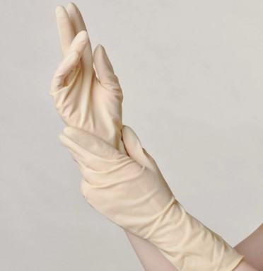  Перчатки медицинские диагностические (смотровые) одноразовые нестерильные латексные, неопудренные с полимерным покрытием, текстурированные, повышенной прочности с удлиненной манжетой синие/белые XL 25 пар  фото