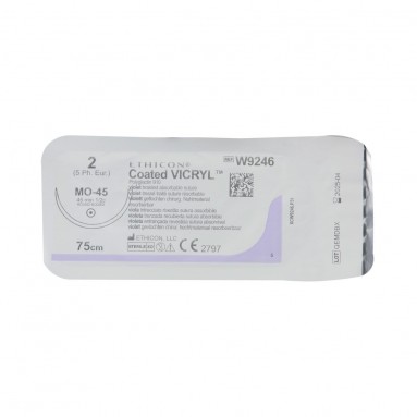  W9246 Викрил фиолетовый М5 (2) 75см игла колющая 45мм  фото