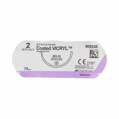  W9246 Викрил фиолетовый М5 (2) 75см игла колющая 45мм  фото