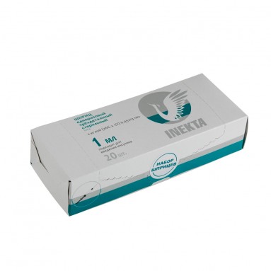 Шприц одноразовый трехдетальный стер. 1мл (подходит для введения инсулина)  INEKTA (20 шт. в наборе)  фото