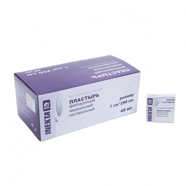  Лейкопластырь  INEKTA  фиксирующий медицинский 1*250см нестерильный на тканевой основе в индивидуальной упаковке  фото