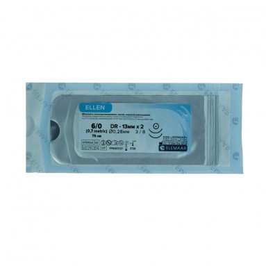  ELLEN 6/0(0,7) 75 см две иглы DR13 Мононить нерассасыв. полипропиленовая б/покрытия  фото