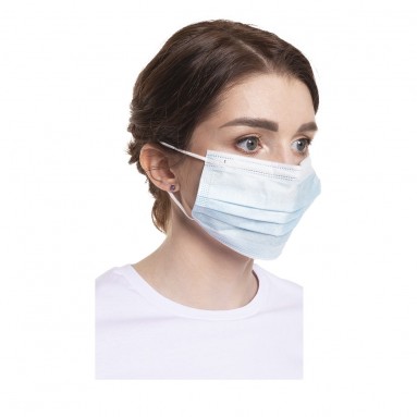  Маска мед. 3-х слойная на резинках голубая №50 ИНТЕРЛАЙН ПРОТЕКТ  фото