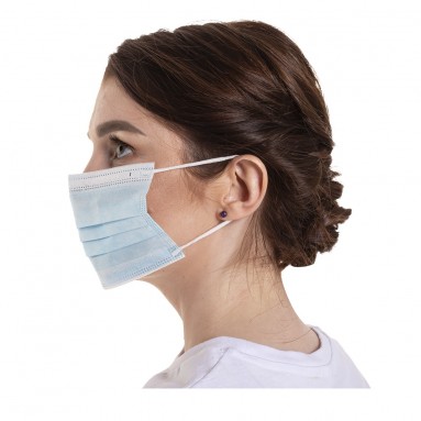 Маска мед. 3-х слойная на резинках голубая №50 ИНТЕРЛАЙН ПРОТЕКТ  фото