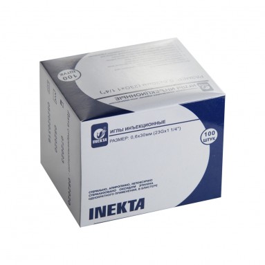  Игла инъекционная 0,6*30 23G*1 1/4 Inekta №100  фото