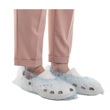  Бахилы п/э гладкие синие пл.20мкм с резинкой  фото