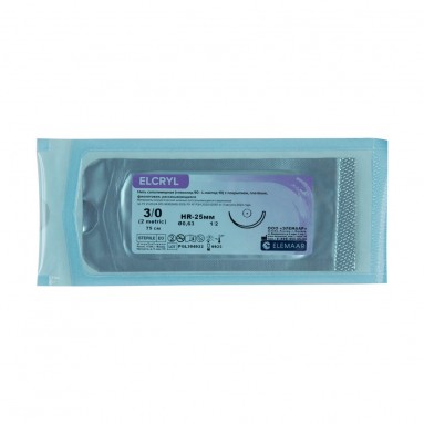  ELCRYL 3/0 (2) 75 см игла HR25 Нить хирур. рассасывающаяся плетеная с покрытием  фото