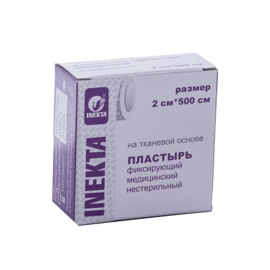  Лейкопластырь INEKTA  фиксирующий медицинский 2*500см  на тканевой основе в индивидуальной упаковке  фото
