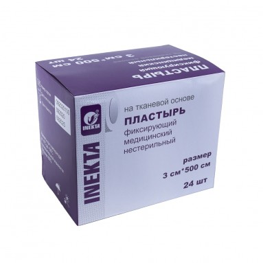  Лейкопластырь  INEKTA  фиксирующий медицинский 3*500см нестерильный на тканевой основе в индивидуальной упаковке  фото