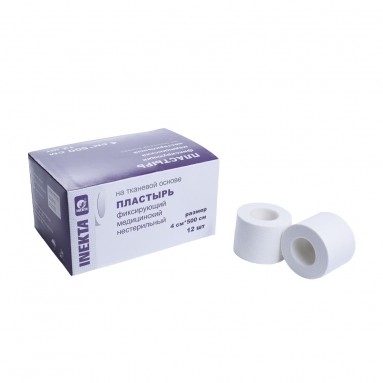  Лейкопластырь  INEKTA  фиксирующий медицинский 4*500см нестерильный на тканевой основе №12  фото