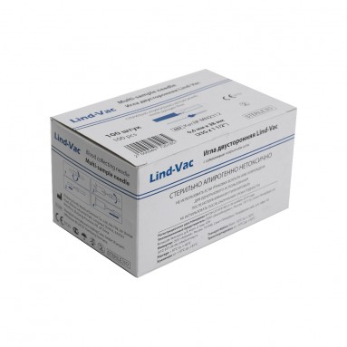  MN2312 Игла двусторонняя LindVac д/взятия проб крови 23G (0,6х38мм) к вак. пробиркам №100  фото