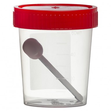  Контейнер д/биопроб полимерный 60мл н/стер. со шпателем в инд.уп.  фото